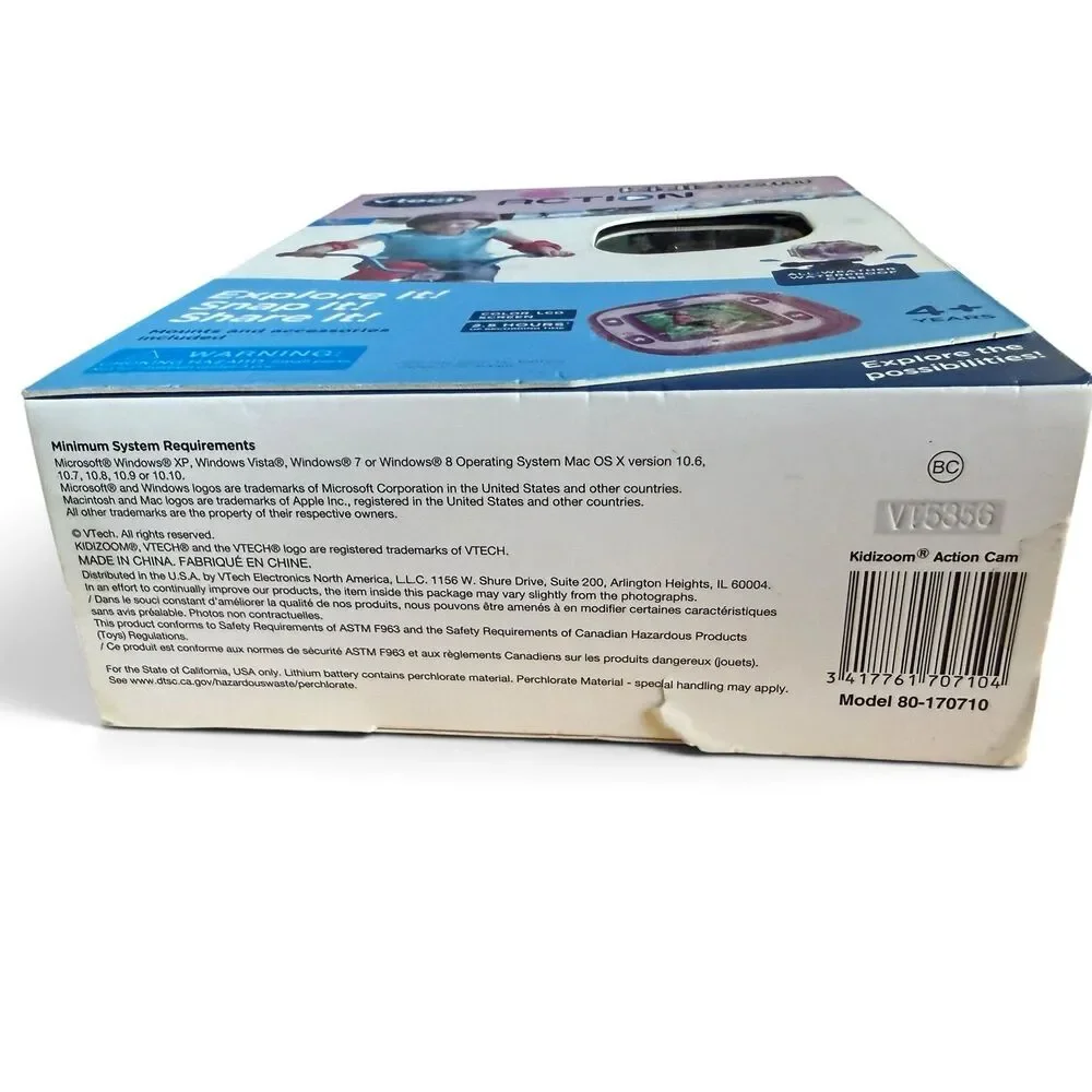 New VTech Kidizoom Action Cam Purple Kids Digital Video Camera Kit